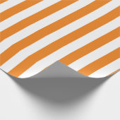 Sinaasappel en Wit Verticaal Streeppatroon Cadeaupapier (Hoek)