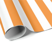 Sinaasappel en Wit Verticaal Streeppatroon Cadeaupapier (Rol Hoek)