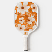 Sinaasappel en Witte Bloem Modern Monogram Pickleball Paddle (Achterkant)
