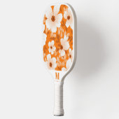 Sinaasappel en Witte Bloem Modern Monogram Pickleball Paddle (Links)