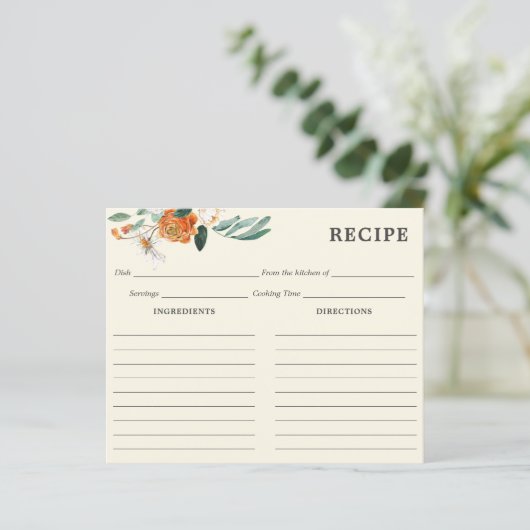 Sinaasappel en witte bloemen Ivoor Recept Kaart (Staand voorkant)