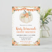 Sinaasappel en Witte Bloemen Pompoen Herfst Sweet  Kaart (Staand voorkant)