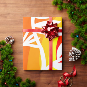Sinaasappel en Witte Botanische Cadeaupapier