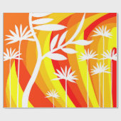 Sinaasappel en Witte Botanische Cadeaupapier (Vlak)