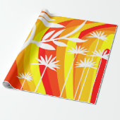 Sinaasappel en Witte Botanische Cadeaupapier (Uitgerold)