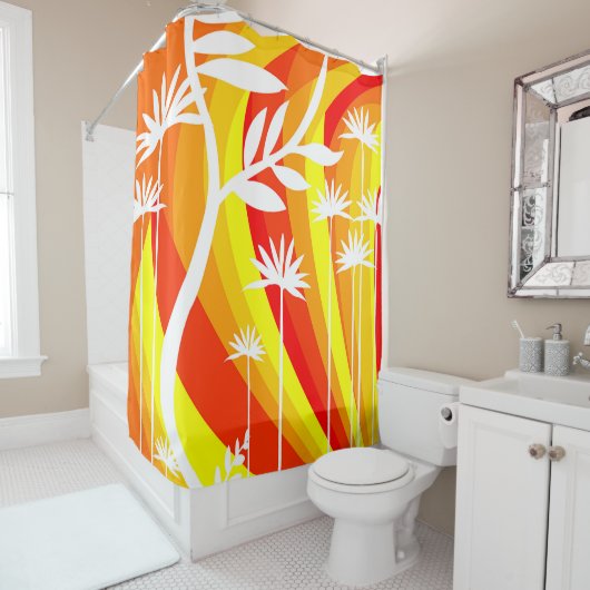 Sinaasappel en Witte Botanische Douchegordijn (In situ)