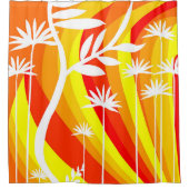 Sinaasappel en Witte Botanische Douchegordijn (Voorkant)