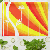 Sinaasappel en Witte Botanische Theedoek (Gevouwen)