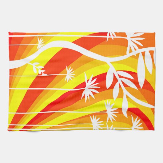 Sinaasappel en Witte Botanische Theedoek (Horizontaal)