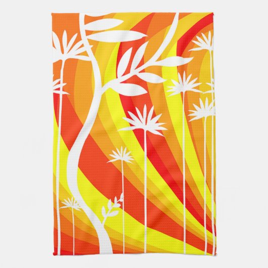 Sinaasappel en Witte Botanische Theedoek (Verticaal)