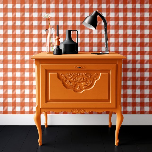 Sinaasappel en witte Buffel Plaid Halloween Behang (Creator heeft geüpload)