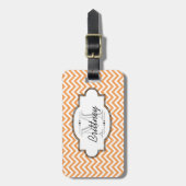 Sinaasappel en witte Chevron Stripe Bagagelabel (Voorkant verticaal)