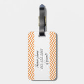 Sinaasappel en witte Chevron Stripe Bagagelabel (Achterkant verticaal)