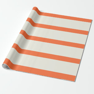 Sinaasappel en witte crème potlood strepen cadeaupapier