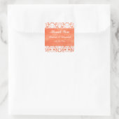 Sinaasappel en Witte Damask Bruiloft Sticker (Tas)