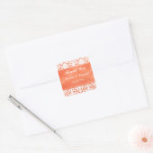 Sinaasappel en Witte Damask Bruiloft Sticker (Envelop)