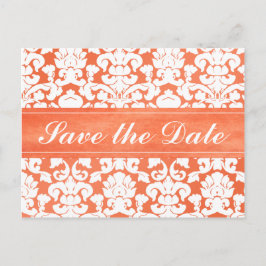 Sinaasappel en Witte Damask Sla de Datum Kaart op