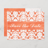 Sinaasappel en Witte Damask Sla de Datum Kaart op (Voorkant / Achterkant)