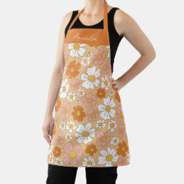Sinaasappel en witte Floral Apron Schort