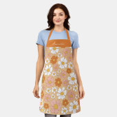 Sinaasappel en witte Floral Apron Schort (Gedragen)