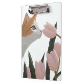 Sinaasappel en Witte Kat Bloem Ontwerp Klembord (Links)