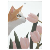 Sinaasappel en Witte Kat Bloem Ontwerp Klembord (Achterkant)
