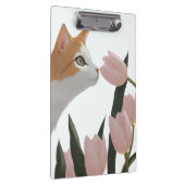 Sinaasappel en Witte Kat Bloem Ontwerp Klembord (Rechts)