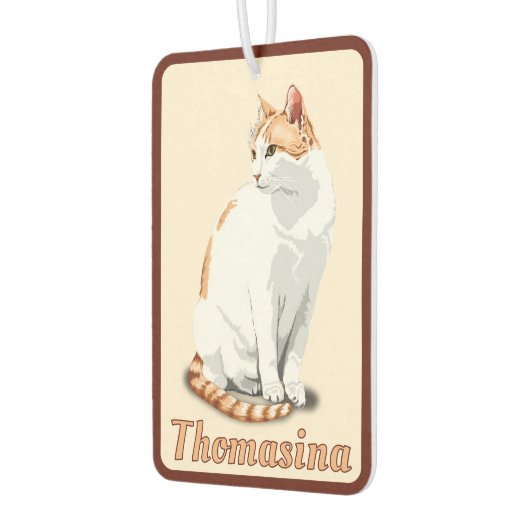 Sinaasappel en witte kat gepersonaliseerd luchtverfrisser (Links)