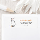 Sinaasappel en witte kat retour adres label (Insitu)