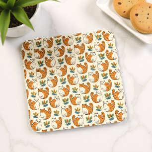 Sinaasappel en Witte Katten Naïeve Kunststijl Bier Onderzetter
