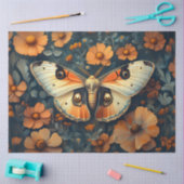 Sinaasappel en witte mot Bloemen Decoupage Tissuepapier (Craft)