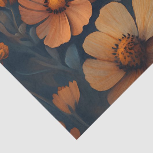 Sinaasappel en witte mot Bloemen Decoupage Tissuepapier (Detail)