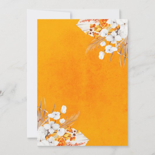 Sinaasappel en witte orchideeën bloemen boho bruil kaart (Achterkant)