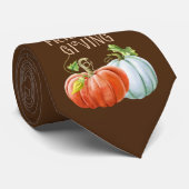 Sinaasappel en witte pompoenen Happy Friendsgiving Stropdas (Opgerold)