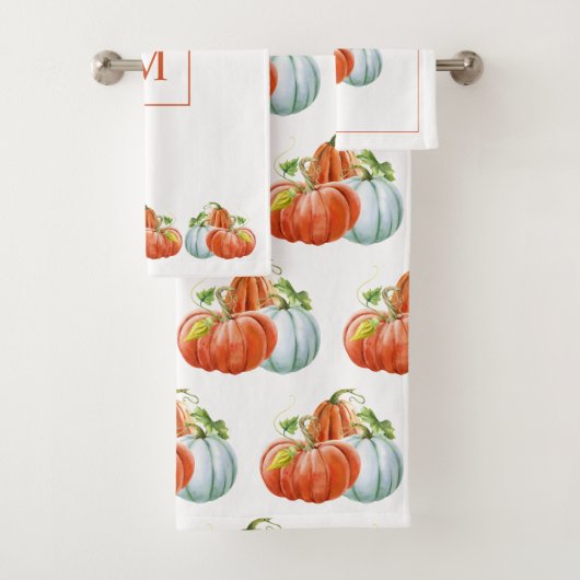 Sinaasappel en witte pompoenen herfst Thanksgiving Bad Handdoek (Insitu)