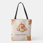 Sinaasappel en Witte Pompoenen Plaid Bruin Hallowe Tote Bag (Achterkant)