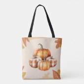 Sinaasappel en Witte Pompoenen Plaid Bruin Hallowe Tote Bag (Achterkant)