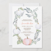 Sinaasappel en WITTE PUMPKIN Greenery Baby shower Kaart (Voorkant)