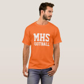 Sinaasappel en Witte School Spirit Custom Football T-shirt (Voorkant volledig)