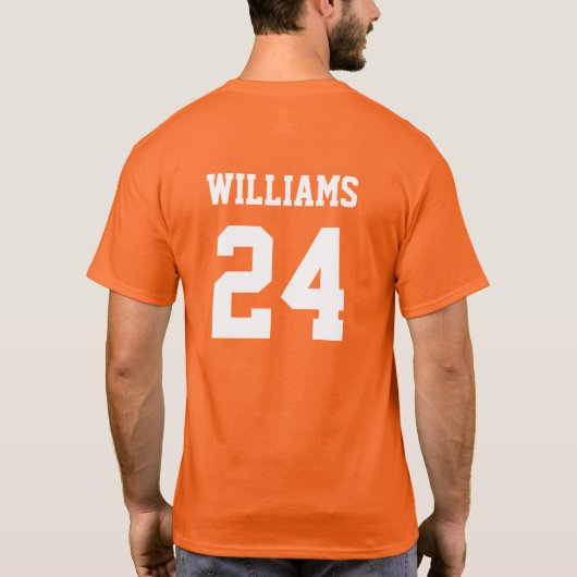 Sinaasappel en Witte School Spirit Custom Football T-shirt (Achterkant)