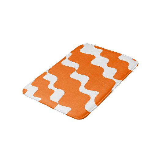 Sinaasappel en witte schuine golven patroon badmat (Gekanteld)