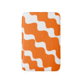 Sinaasappel en witte schuine golven patroon badmat (Voorkant Verticaal)