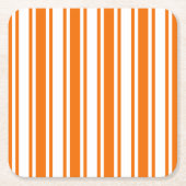 Sinaasappel en witte snoepjes strepen kartonnen onderzetters (Voorkant)