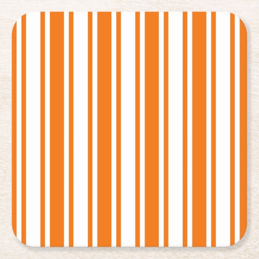 Sinaasappel en witte snoepjes strepen kartonnen onderzetters (Voorkant)