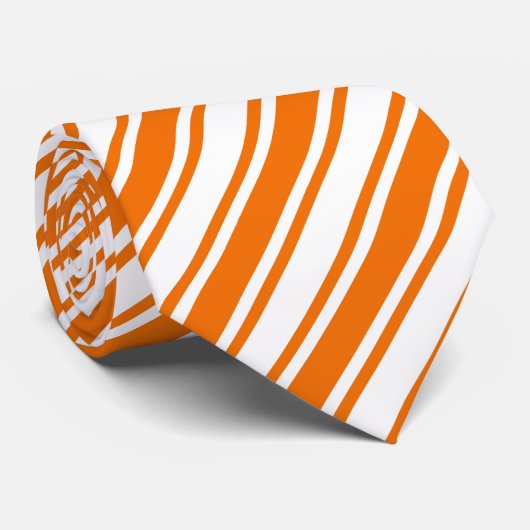 Sinaasappel en witte snoepjes strepen stropdas (Opgerold)