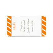 Sinaasappel en Witte Streep Bruiloft Lip Balm Labe Etiket (Voorkant)