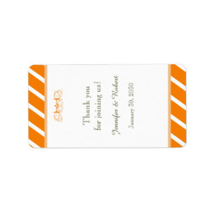 Sinaasappel en Witte Streep Bruiloft Lip Balm Labe Etiket