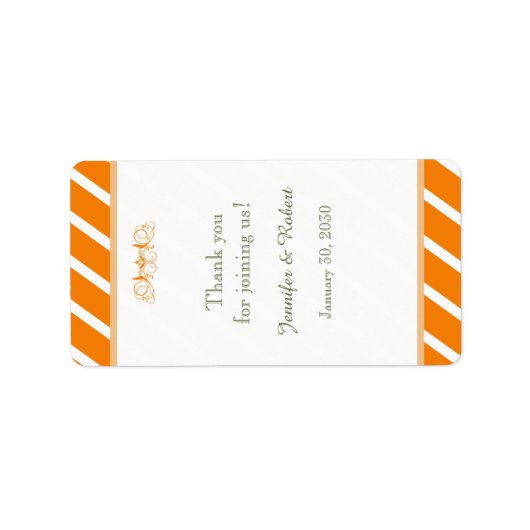 Sinaasappel en Witte Streep Bruiloft Lip Balm Labe Etiket (Voorkant)
