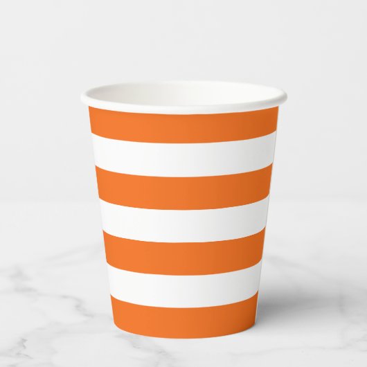 Sinaasappel en Witte Streep Papieren beker (Achterkant)