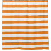 Sinaasappel en witte strepen | Bewerkbare kleuren Douchegordijn (Voorkant)